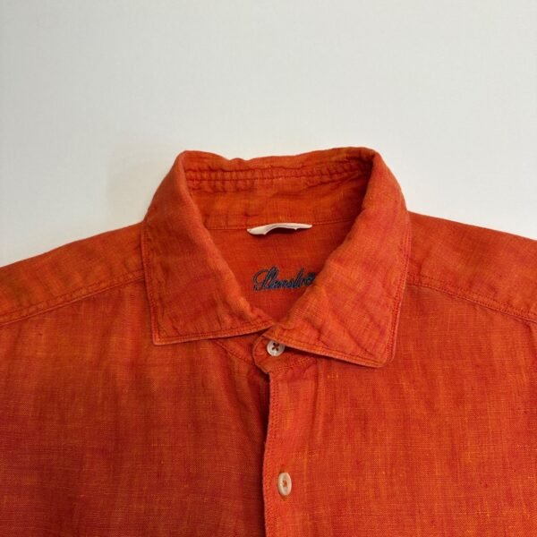 s-l1600-3 Stenstroms Linen Shirt Men's Small Orange Long Sleeve Slimline