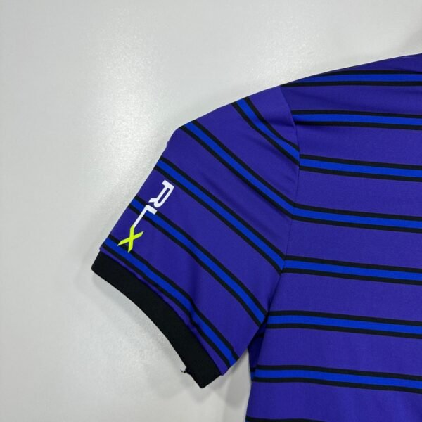 RLX Ralph Lauren Polo Shirt Men's Small Purple Striped Short Sleeve Stretch Golf