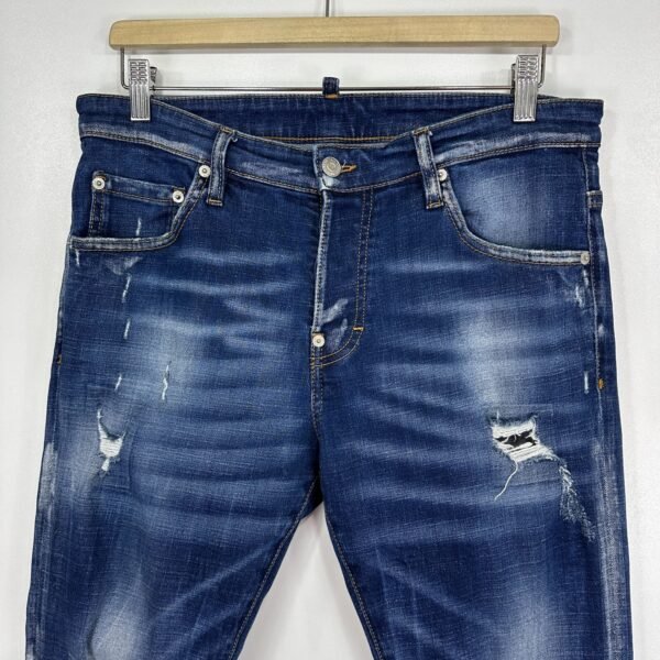 Dsquared2 Distressed Jeans Men's W32 L30 Tag 46 Blue Slim Skinny Stretch Denim