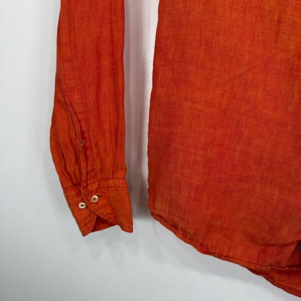 s-l1600-4 Stenstroms Linen Shirt Men's Small Orange Long Sleeve Slimline