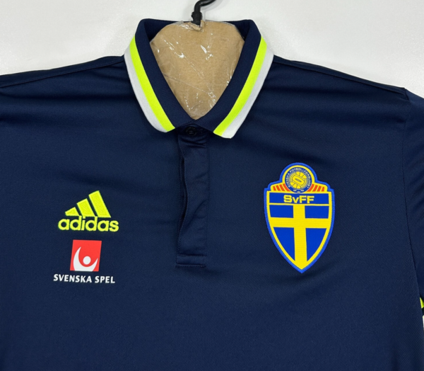 Adidas Sweden National Football Team Polo Shirt Men's Medium Navy Short Sleeve