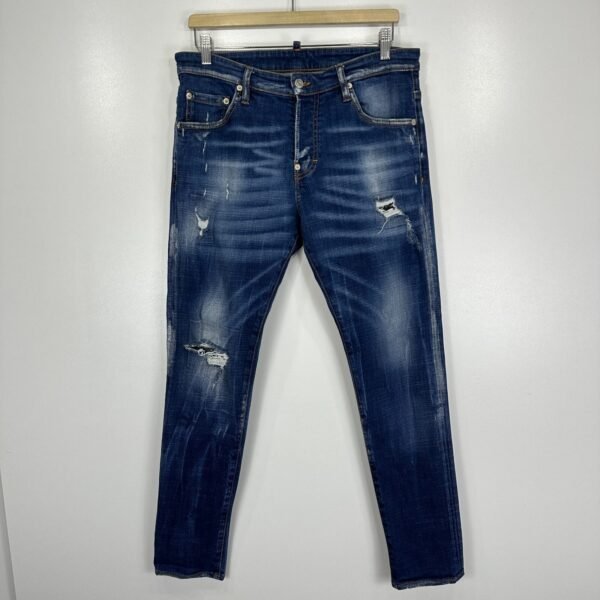 Dsquared2 Distressed Jeans Men's W32 L30 Tag 46 Blue Slim Skinny Stretch Denim