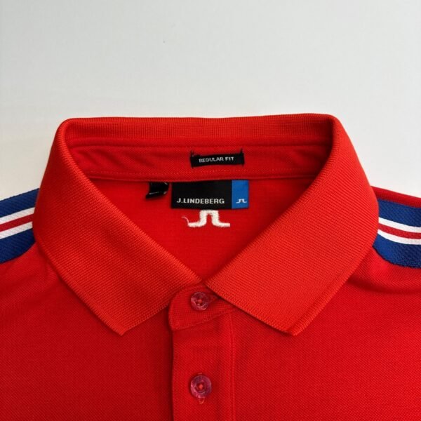 J.Lindeberg Polo Shirt Men's Medium Red Long Sleeve