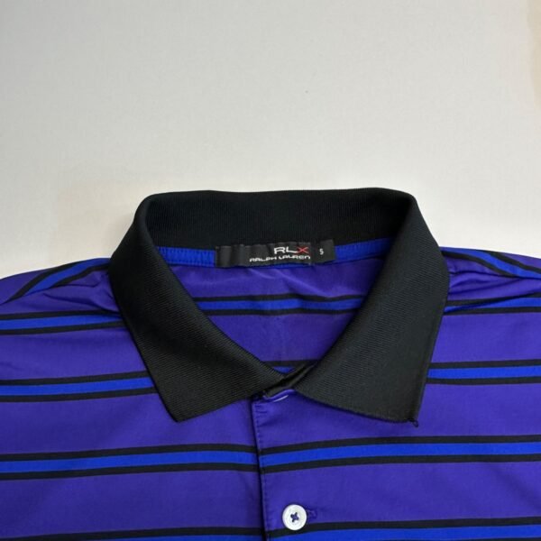 RLX Ralph Lauren Polo Shirt Men's Small Purple Striped Short Sleeve Stretch Golf