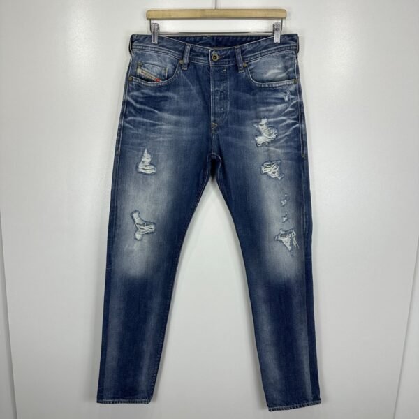 Diesel Buster Distressed Jeans Men's W33 L32 Blue Regular Slim Tapered Button