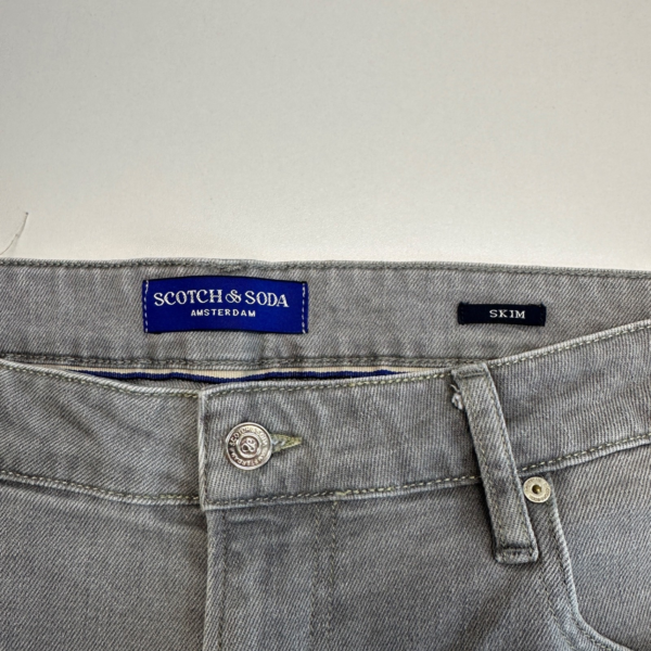 Scotch & Soda Skim Jeans Men's W38 L31 Grey Stretch Denim Slim Fit Skinny Zip