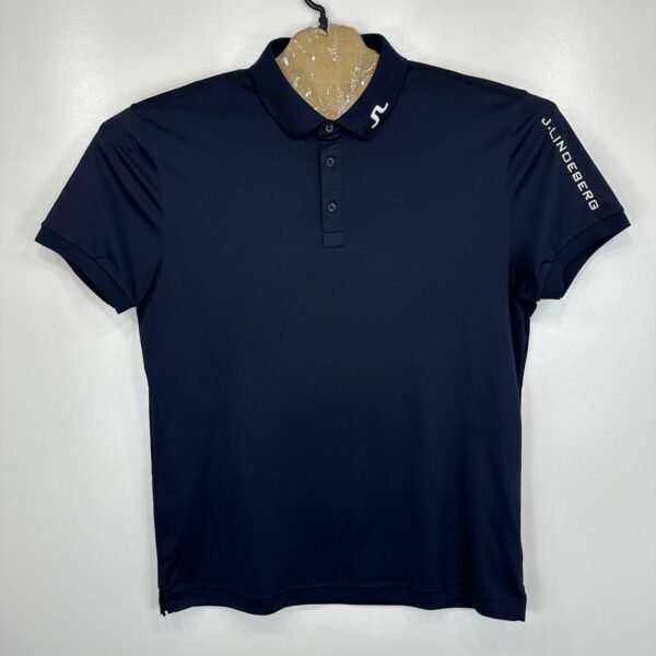 J.Lindeberg Tour Tech TX Jersey Polo Shirt Men's XL Navy Blue Short Sleeve Golf