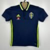 Adidas Sweden National Football Team Polo Shirt Men's Medium Navy Short Sleeve