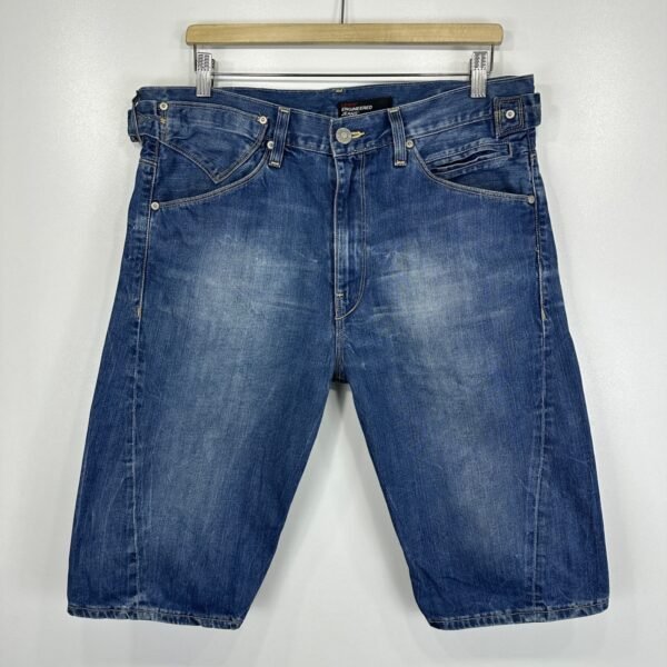 Levi's Engineered Denim Shorts W34 L14 Medium Blue Twisted Jean Buckle Back Y2K