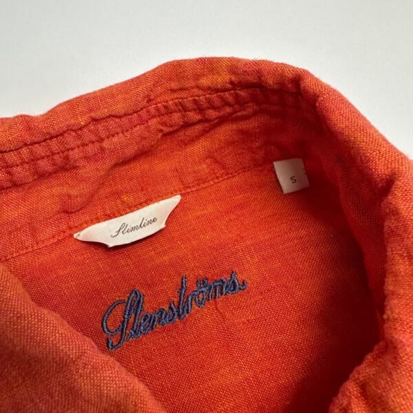 s-l1600-6 Stenstroms Linen Shirt Men's Small Orange Long Sleeve Slimline