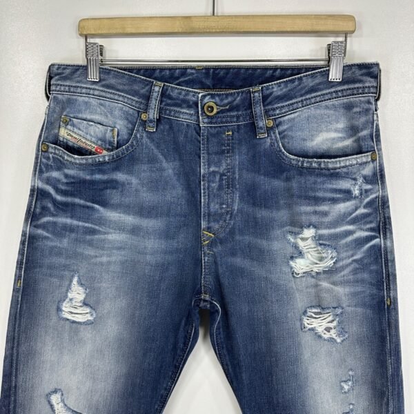 Diesel Buster Distressed Jeans Men's W33 L32 Blue Regular Slim Tapered Button