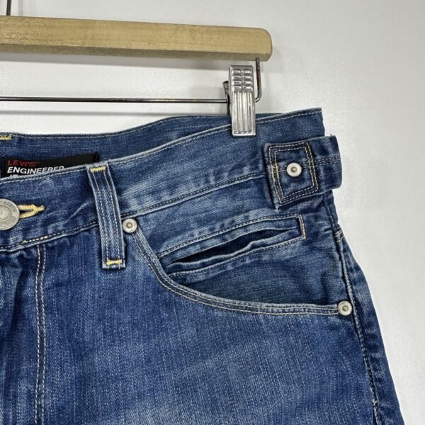 Levi's Engineered Denim Shorts W34 L14 Medium Blue Twisted Jean Buckle Back Y2K