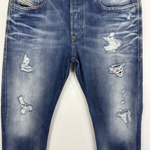 Diesel Buster Distressed Jeans Men's W33 L32 Blue Regular Slim Tapered Button