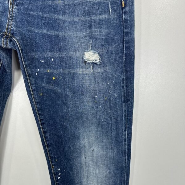 Dsquared2 Jeans Men's W32 L29 (Tag 36) Blue Denim Distressed Paint Splatter Slim