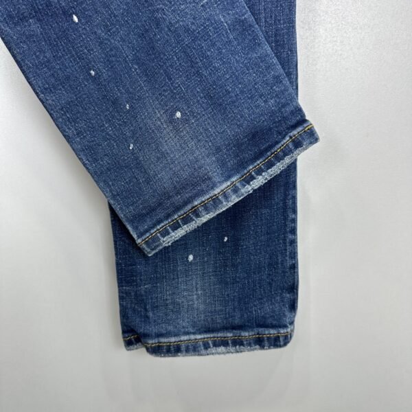 Dsquared2 Jeans Men's W32 L29 (Tag 36) Blue Denim Distressed Paint Splatter Slim