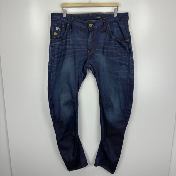 G-Star Arc 3D Slim Jeans Men's W38 L32 Blue Denim Twisted Tapered Leg Zip