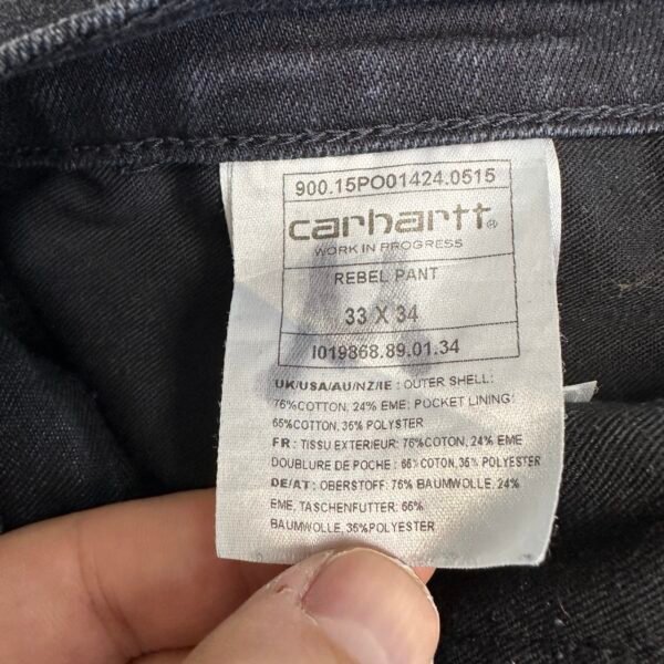 Carhartt Rebel Pant Jeans Men's W33 L34 Black Stretch Denim Slim Skinny Zip Y2K