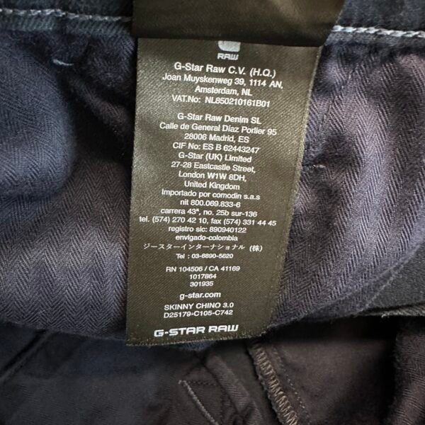 IMG_3935 Large G-Star Raw Skinny Chino 3.0 Pants Men's Trousers W31 L32 Blue Stretch Slim Zip
