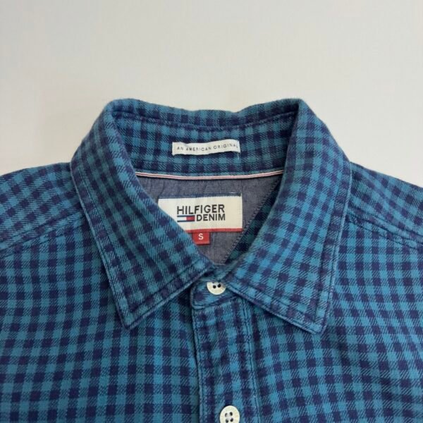 Tommy Hilfiger Casual Shirt Men's Size S Blue Check Long Sleeve Pockets Button Up