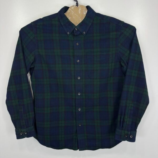 L.L.Bean Flannel Shirt Men's Size M Blue Green Tartan Plaid Check Long Sleeve