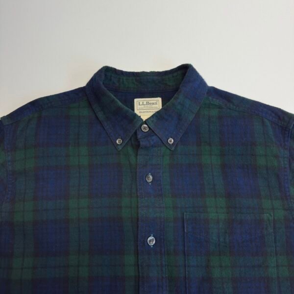 L.L.Bean Flannel Shirt Men's Size M Blue Green Tartan Plaid Check Long Sleeve