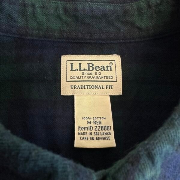 L.L.Bean Flannel Shirt Men's Size M Blue Green Tartan Plaid Check Long Sleeve