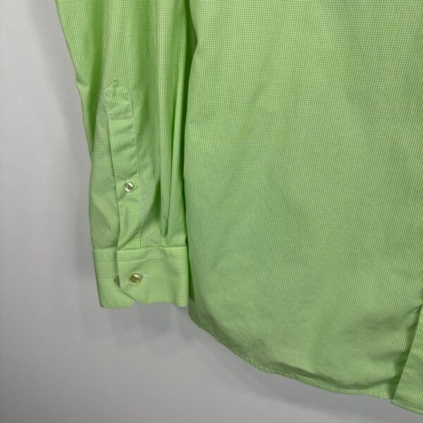 Eton Formal Dress Shirt Mens Size 42 16.5 Green Check Long Sleeve Slim Button Up