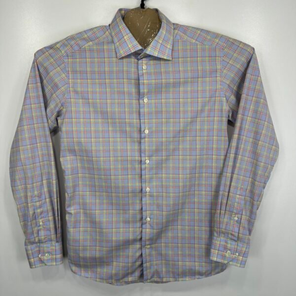Eton Formal Dress Shirt Men's 42 16.5 Multicolored Plaid Long Sleeve Slim Button