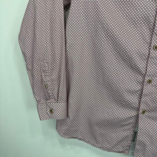 Ted Baker Formal Dress Shirt Men's Size 5 XL Red Slim Fit Geometric Long Sleeve