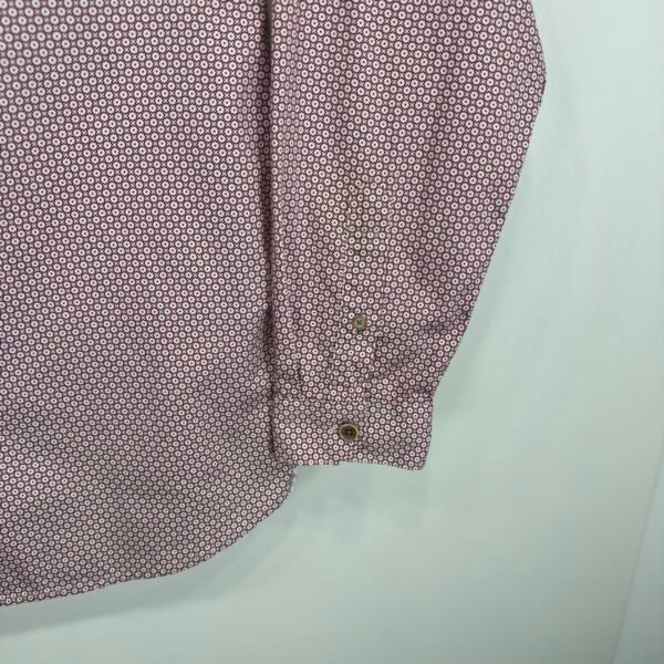 Ted Baker Formal Dress Shirt Men's Size 5 XL Red Slim Fit Geometric Long Sleeve