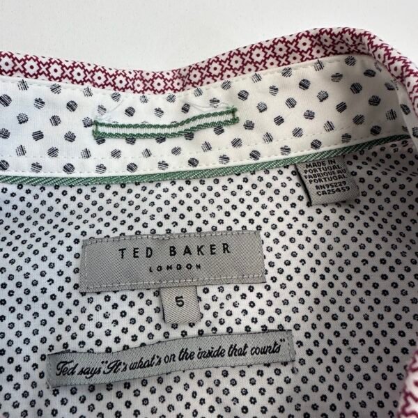 Ted Baker Formal Dress Shirt Men's Size 5 XL Red Slim Fit Geometric Long Sleeve