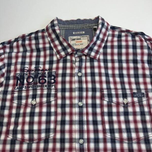 Camp David Casual Shirt Men's 2XL Plaid Check Long Sleeve Regular Fit Button Up