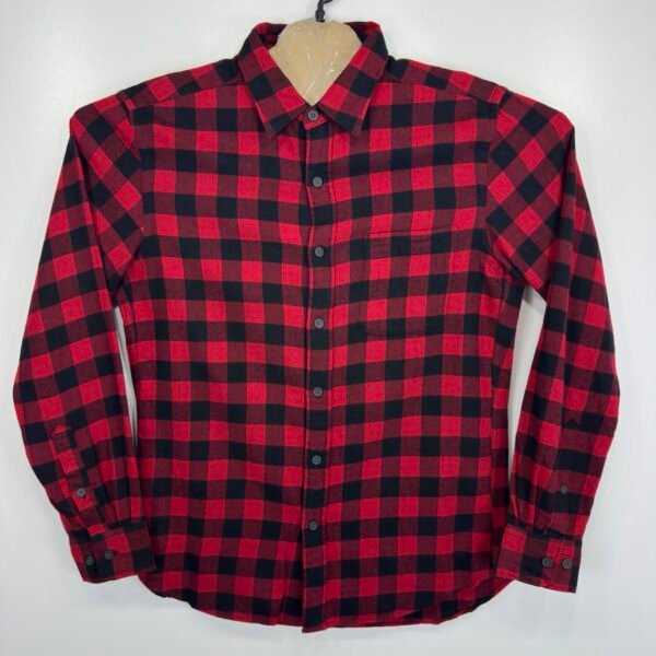 Uniqlo Flannel Buffalo Check Shirt Men's Size S Red Black Long Sleeve Regular Fit