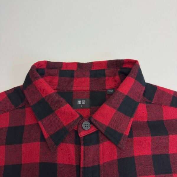 Uniqlo Flannel Buffalo Check Shirt Men's Size S Red Black Long Sleeve Regular Fit
