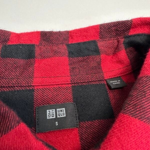 Uniqlo Flannel Buffalo Check Shirt Men's Size S Red Black Long Sleeve Regular Fit
