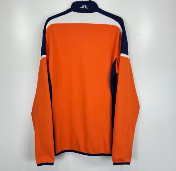 J.Lindeberg Kimball Blocked T-Neck Fieldsensor Mid Layer Mens Pullover Size L Orange Blue Golf Top