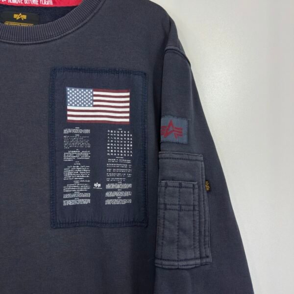 Alpha Industries Sweatshirt Men's Size M Blue Crew Neck Pullover Embroidered