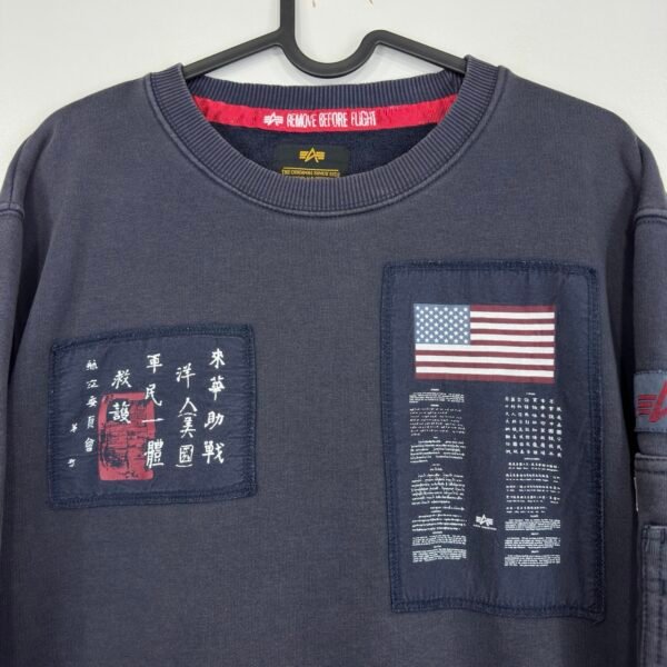 Alpha Industries Sweatshirt Men's Size M Blue Crew Neck Pullover Embroidered