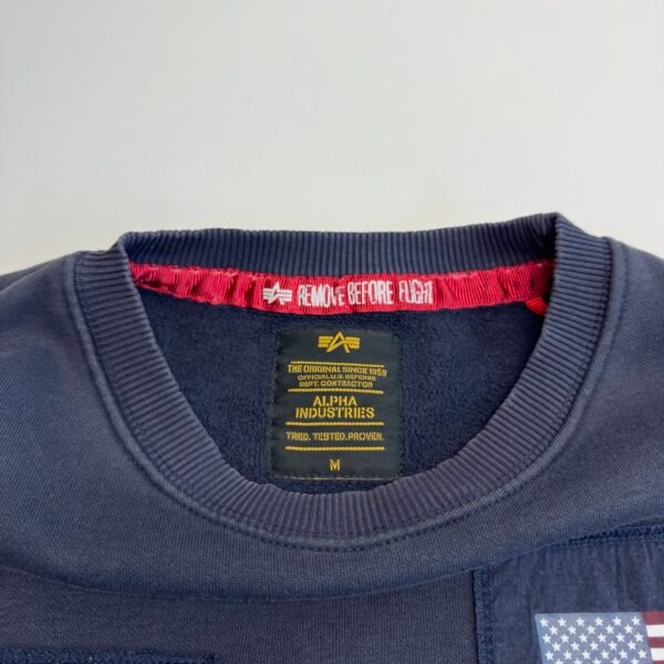 Alpha Industries Sweatshirt Men's Size M Blue Crew Neck Pullover Embroidered