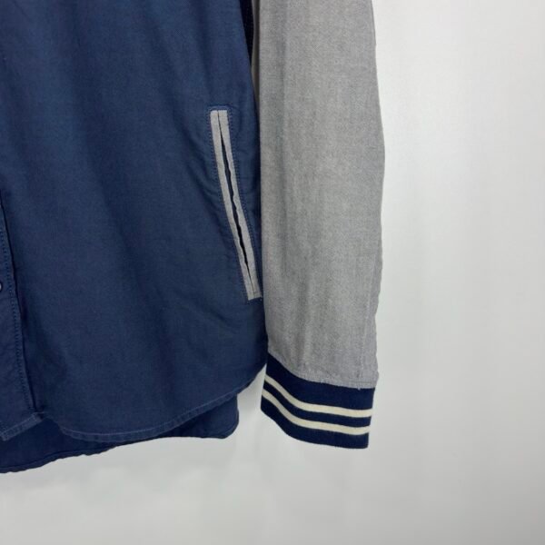 Vans Button Up Hoodie Men's Size S Blue Grey Pockets Retro Skater Raglan Hood