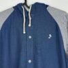 Vans Button Up Hoodie Men's Size S Blue Grey Pockets Retro Skater Raglan Hood