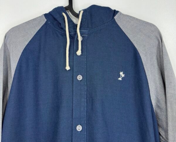 Vans Button Up Hoodie Men's Size S Blue Grey Pockets Retro Skater Raglan Hood