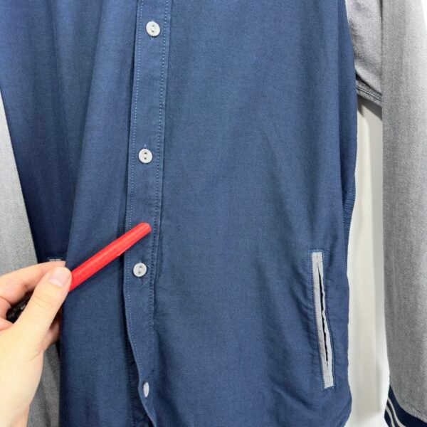Vans Button Up Hoodie Men's Size S Blue Grey Pockets Retro Skater Raglan Hood