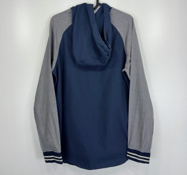 Vans Button Up Hoodie Men's Size S Blue Grey Pockets Retro Skater Raglan Hood