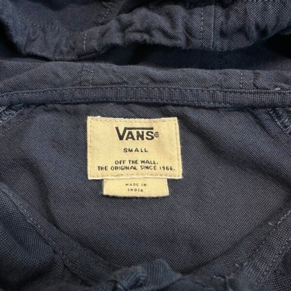 Vans Button Up Hoodie Men's Size S Blue Grey Pockets Retro Skater Raglan Hood