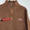 IMG_4139 Large Weird Fish Knit Sweater Men's Jumper Size S Brown Quarter Zip Pullover 15WM040