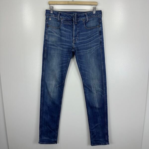 IMG_4158 Large G-Star D-Staq 5-Pocket Slim Jeans Men's W32 L34 Blue Stretch Denim Button Fly