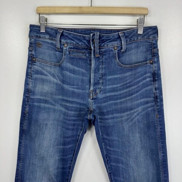 IMG_4159 Large G-Star D-Staq 5-Pocket Slim Jeans Men's W32 L34 Blue Stretch Denim Button Fly