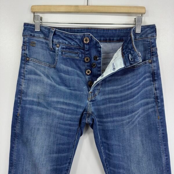 IMG_4160 Large G-Star D-Staq 5-Pocket Slim Jeans Men's W32 L34 Blue Stretch Denim Button Fly