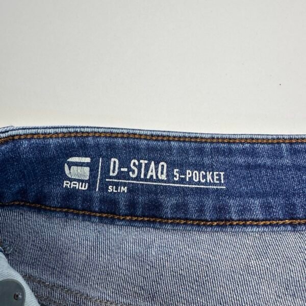 IMG_4166 Large G-Star D-Staq 5-Pocket Slim Jeans Men's W32 L34 Blue Stretch Denim Button Fly